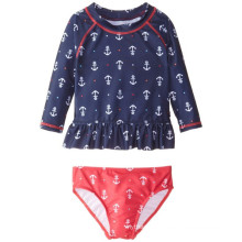 Little Girls′ Anchor Printed Rashguard Swim Set